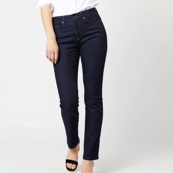 Ann Mashburn Straight Leg 5 Pocket Jean Indigo Stretch Denim - Size 28 - Picture 1 of 8